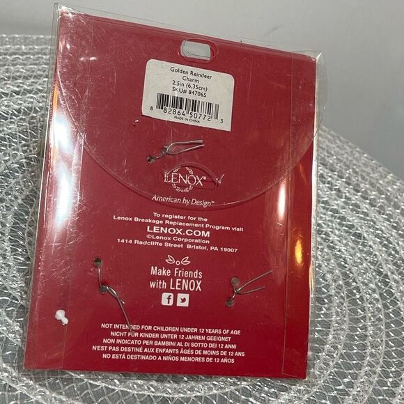 Lenox Golden Reindeer Charm Christmas Ornaments Set of 2 NWT - Picture 4 of 6